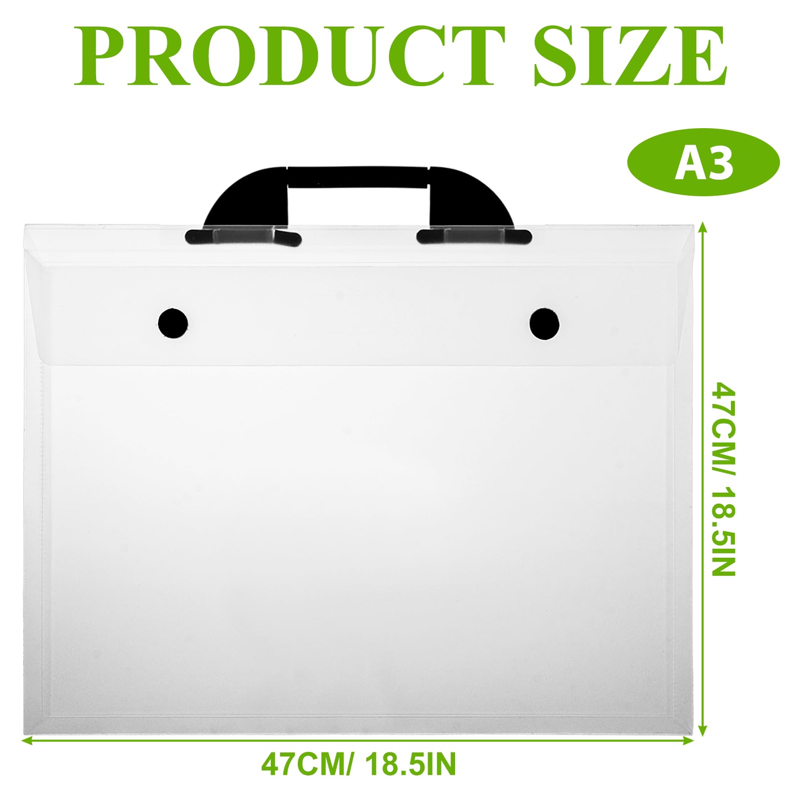 ASelected Art Portfolio Folder - A3 Size Crystal Clear Carry Case with Handle | PP Material