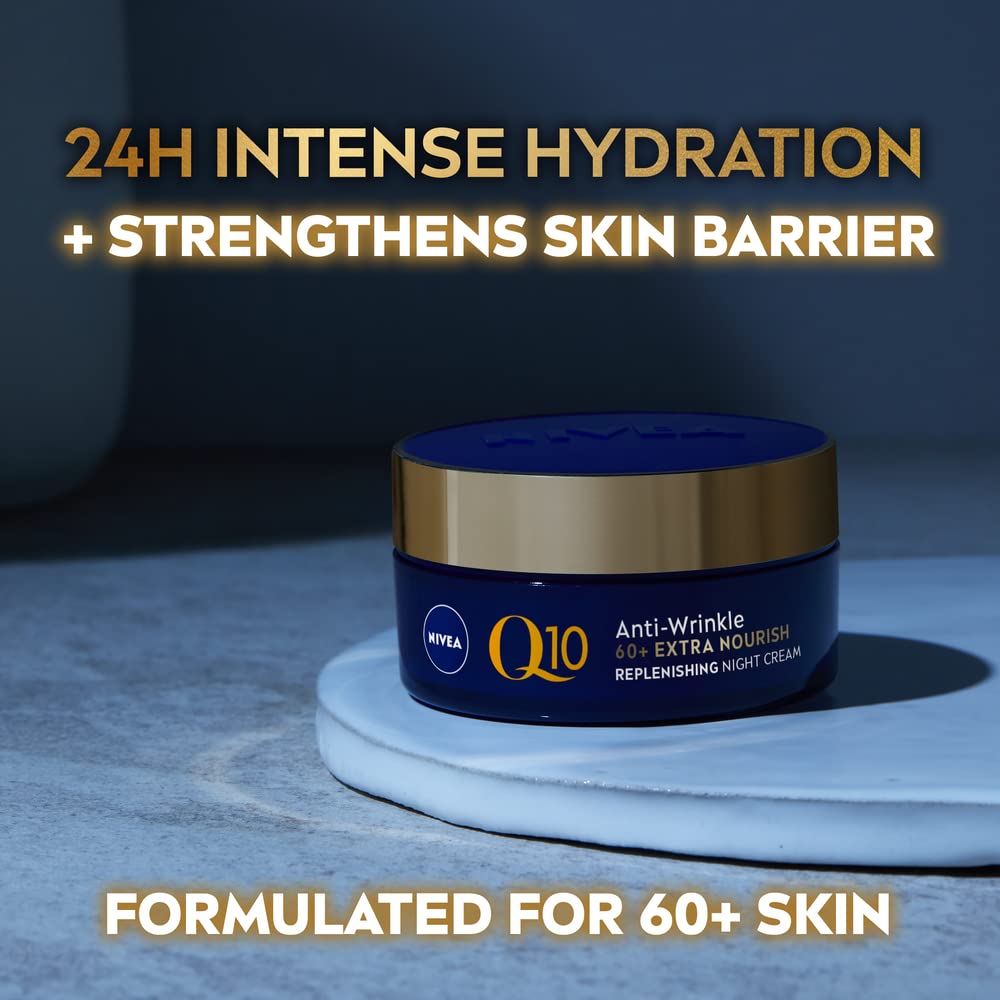 NIVEA Q10 Anti-Wrinkle Extra Nourishing Night Cream - Reduces Deep Wrinkles, Intensely Hydrating, 50ml