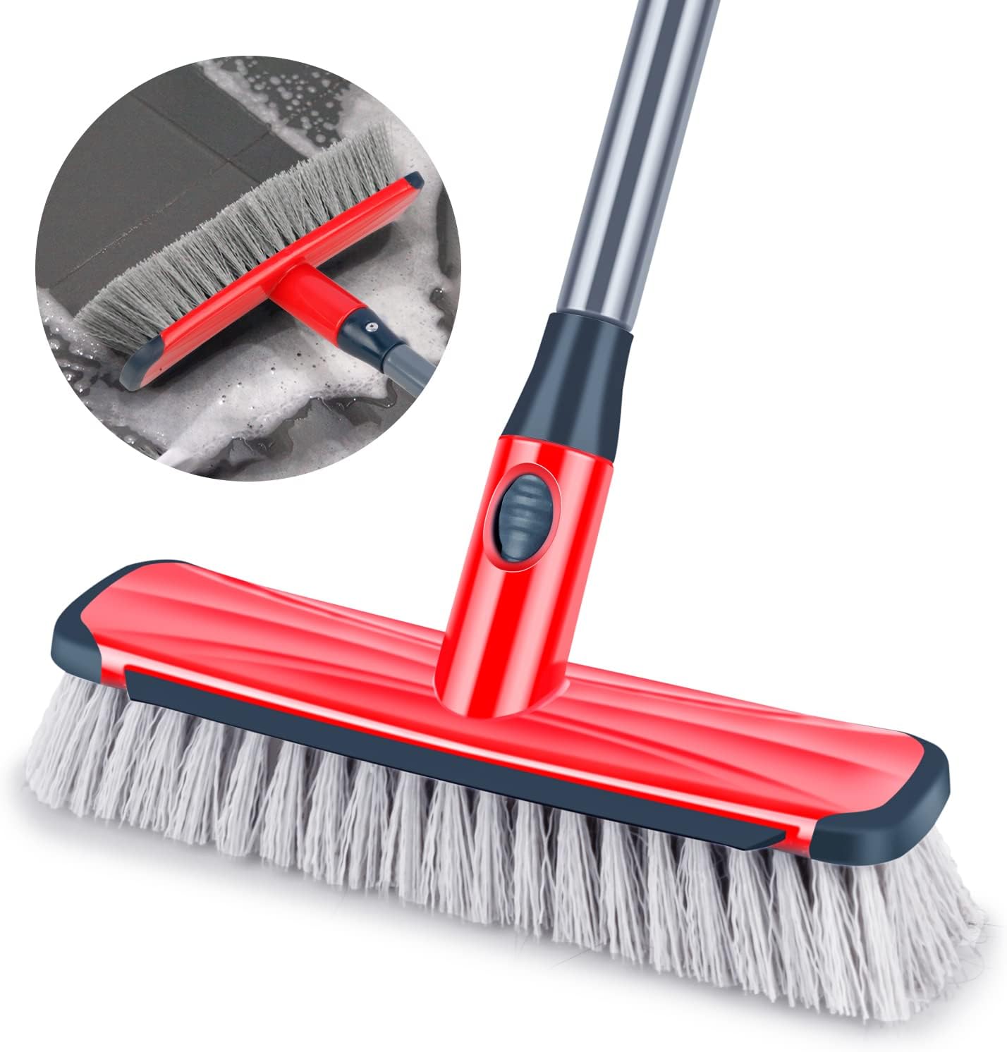 ILAVCOOL - 2-in-1 Push Broom Floor Scrub Brush with Adjustable Long Handle 1