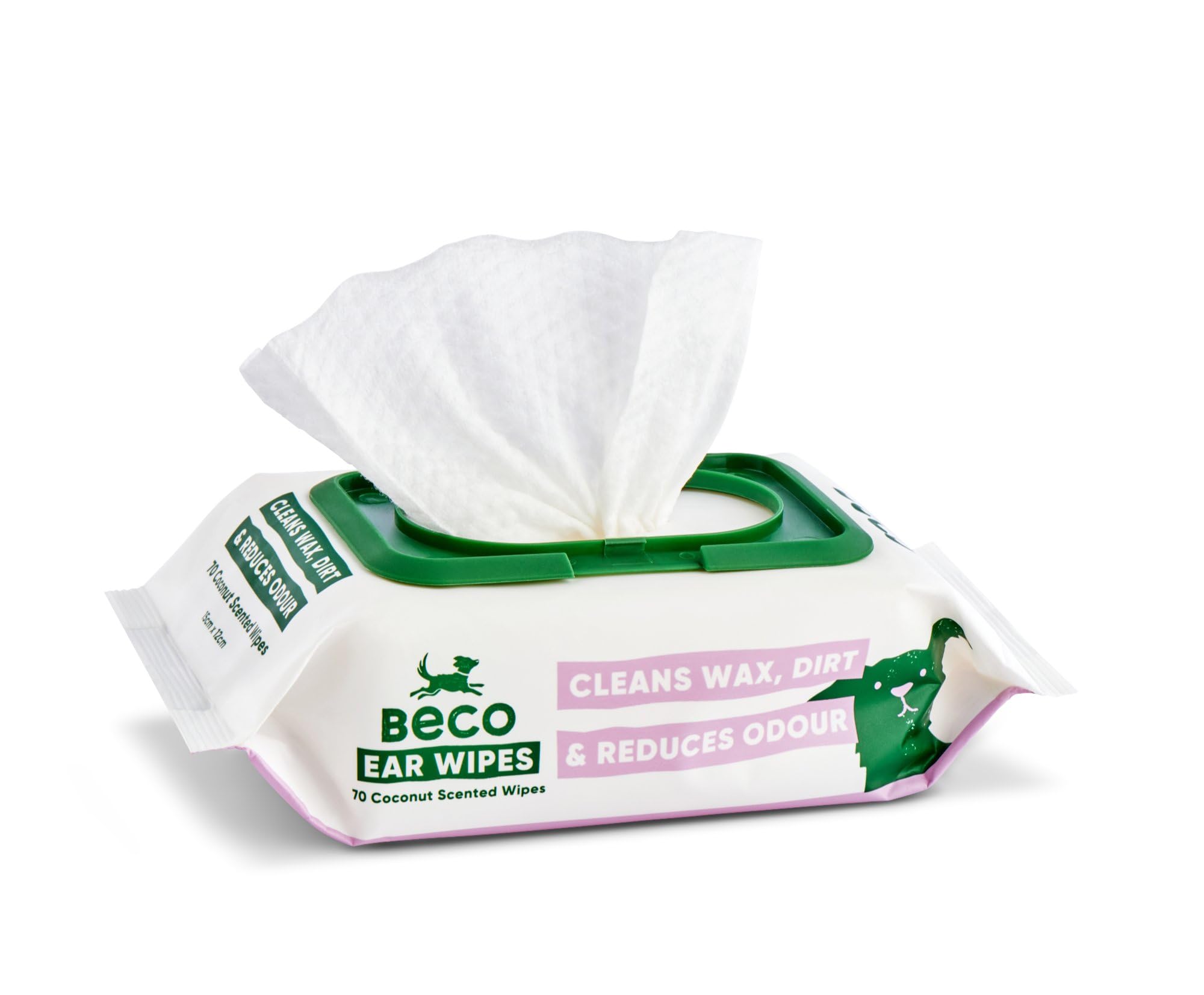 Beco Dog Ear Cleaner Wipes - 70 Count Pack for Ear Wax & Dirt Removal