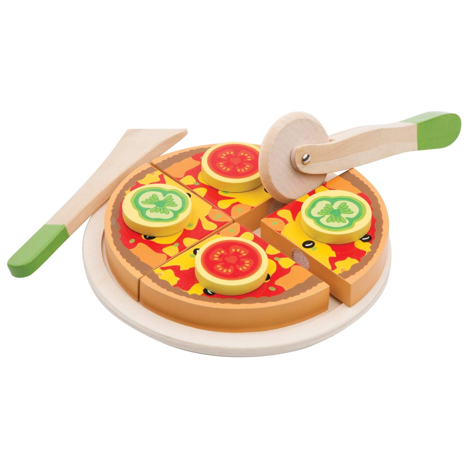 Woet Wooden Pretend Play Cutting Pizza Vegetable Toy | EN71 Safe | Ages 2+ | Model 10587 2