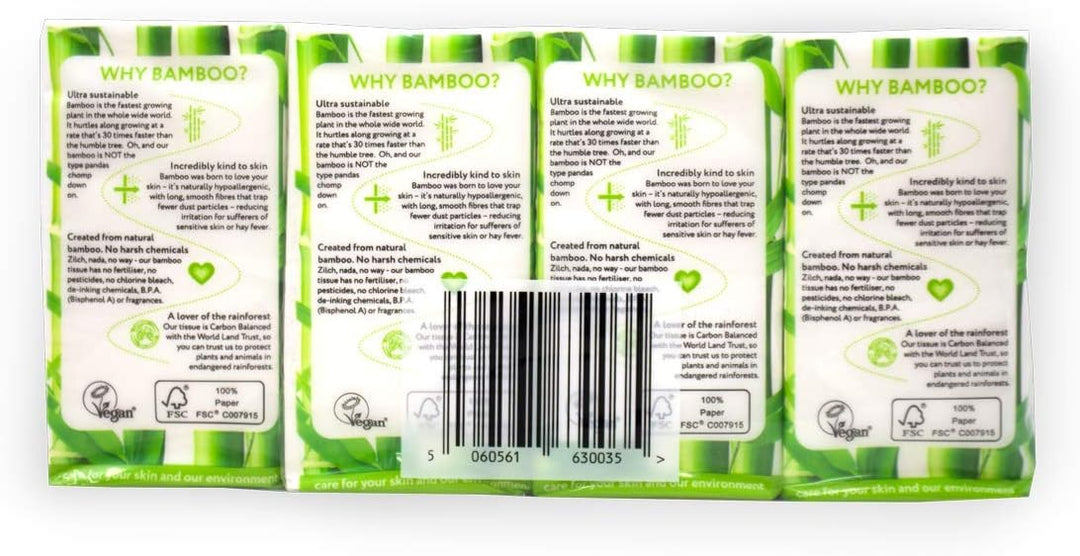 The Cheeky Panda - Bamboo Pocket Tissues 8-Pack | 3-Ply Hypoallergenic Travel Tissues