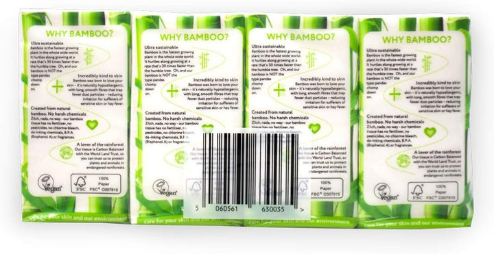 The Cheeky Panda - Bamboo Pocket Tissues 8-Pack | 3-Ply Hypoallergenic Travel Tissues