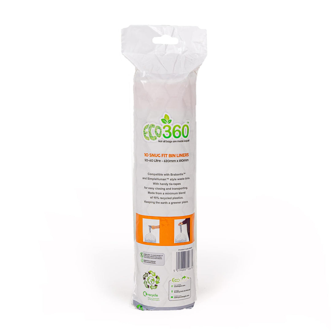 EcoBag Eco360 Extra Strong Kitchen Drawstring Bin Liners 60L