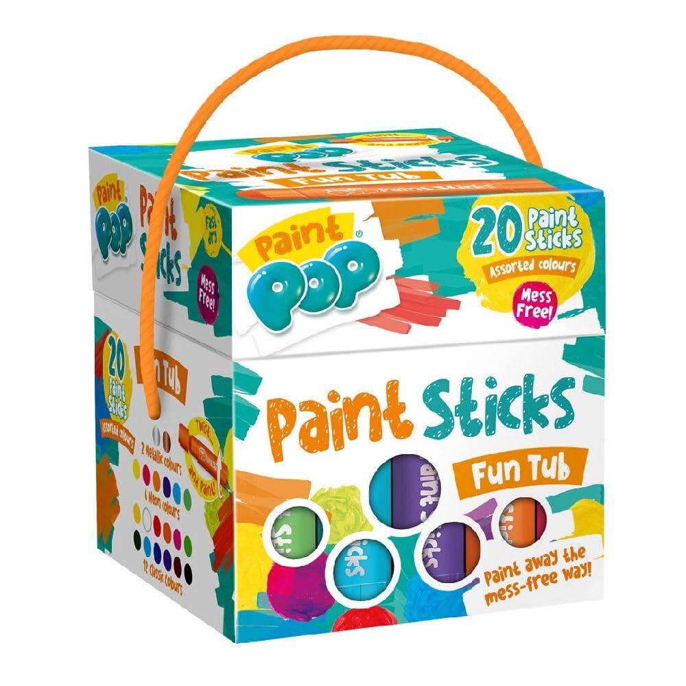 Paint Pop Paint Sticks - 20 Pack Assorted Colours | Mess-Free, Fast Drying, Twist & Paint Action