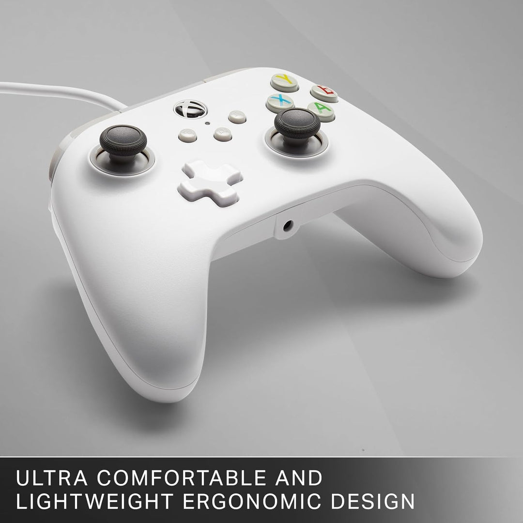 PowerA Wired Controller for Xbox Series X|S, Xbox One, PC - Officially Licensed, Dual Rumble, 10ft Cable, 3.5mm Headset Jack - White