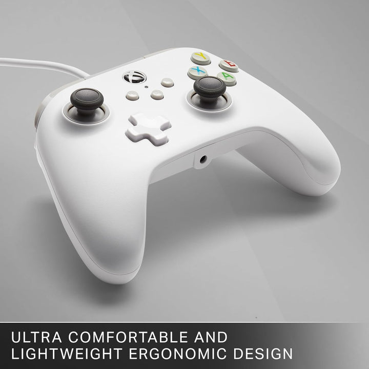 PowerA Wired Controller for Xbox Series X|S, Xbox One, PC - Officially Licensed, Dual Rumble, 10ft Cable, 3.5mm Headset Jack - White