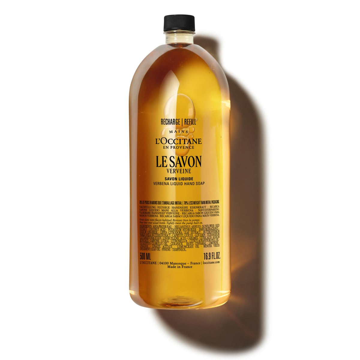L'OCCITANE Verbena Liquid Hand Soap Refill - 500ml | Gently Cleanses | Invigorating Scent