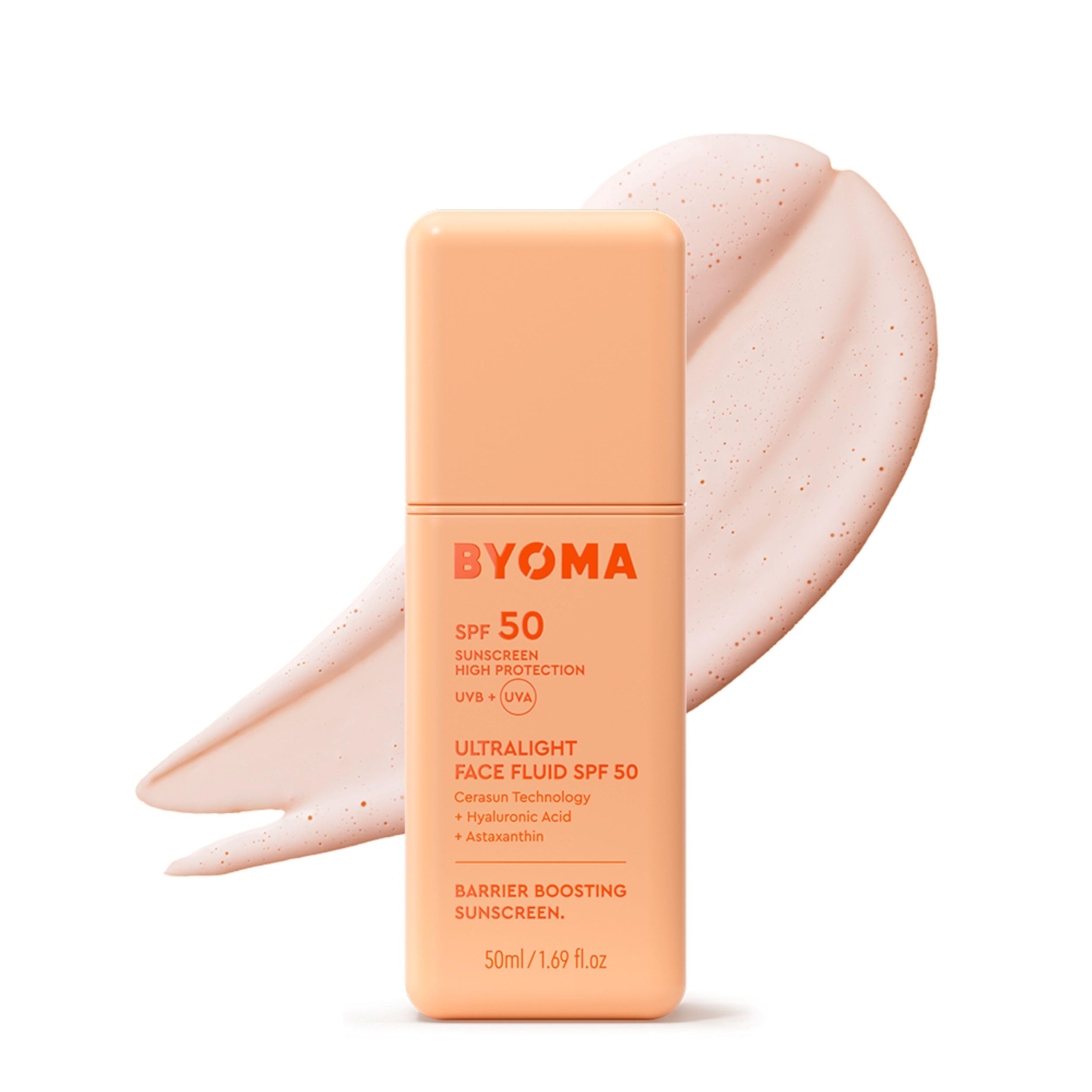 BYOMA SPF 50 Face Fluid - Ultra-Lightweight Hydration & UV Defense | 50ml | Broad Spectrum UVA/UVB Protection