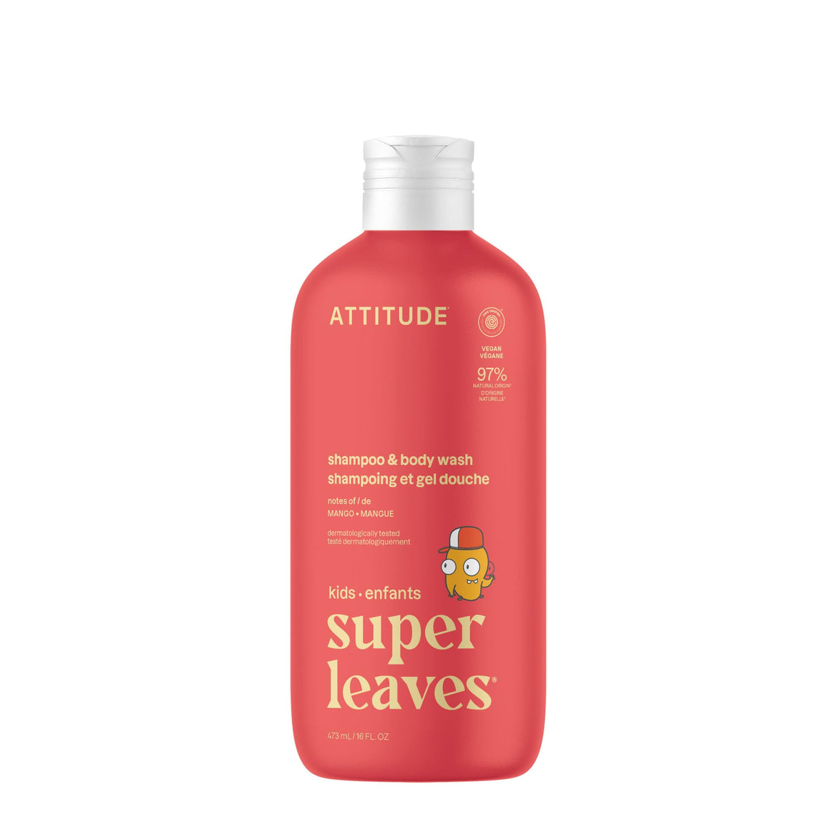 ATTITUDE 2-in-1 Shampoo & Conditioner for Kids - Mango Scent, EWG Verified, 473 mL
