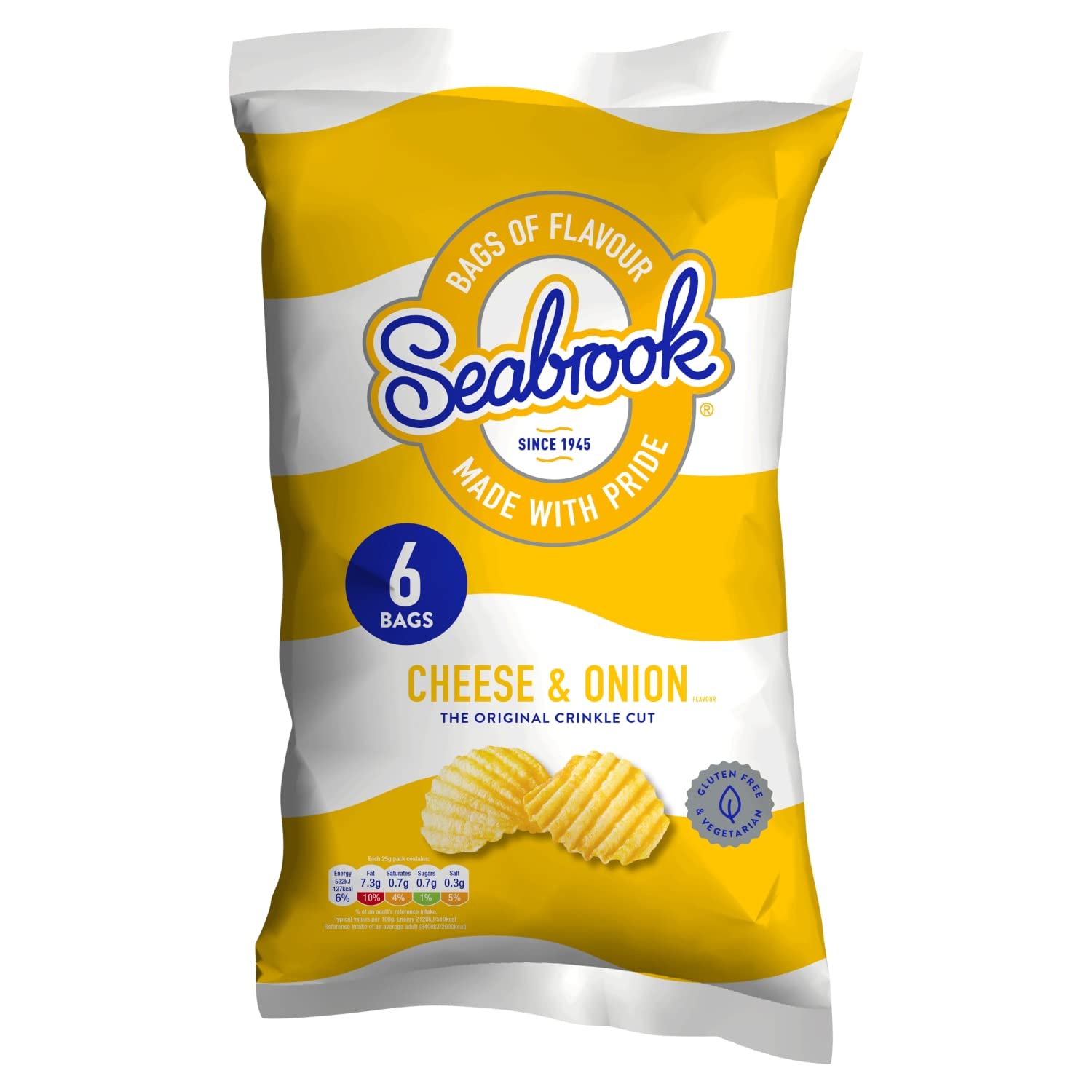 SEABRK Cheese & Onion Crisps Multipack - 6 x 25g Bags | Gluten Free