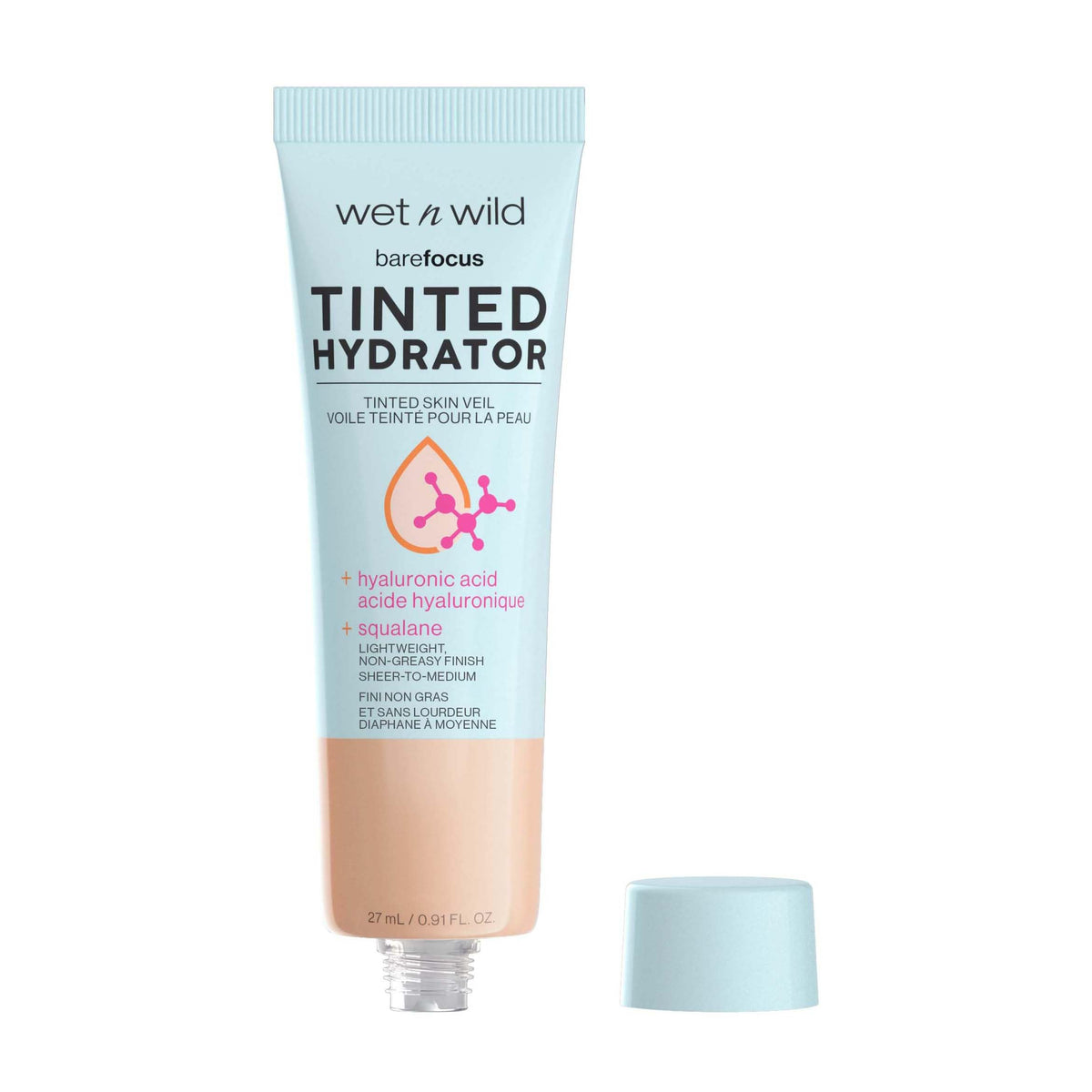 Wet n Wild Bare Focus Tinted Hydrator - Hyaluronic Acid & Vegan Squalane, Semi-Matte Finish, Sheer-to-Medium Coverage, Light