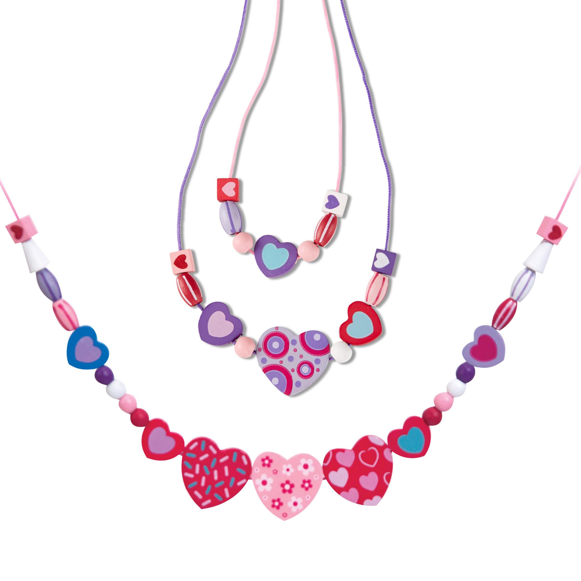 Melissa & Doug Sweet Hearts Bead Set - Wooden Jewellery Making Kit for Ages 4+ | 120 Beads 4