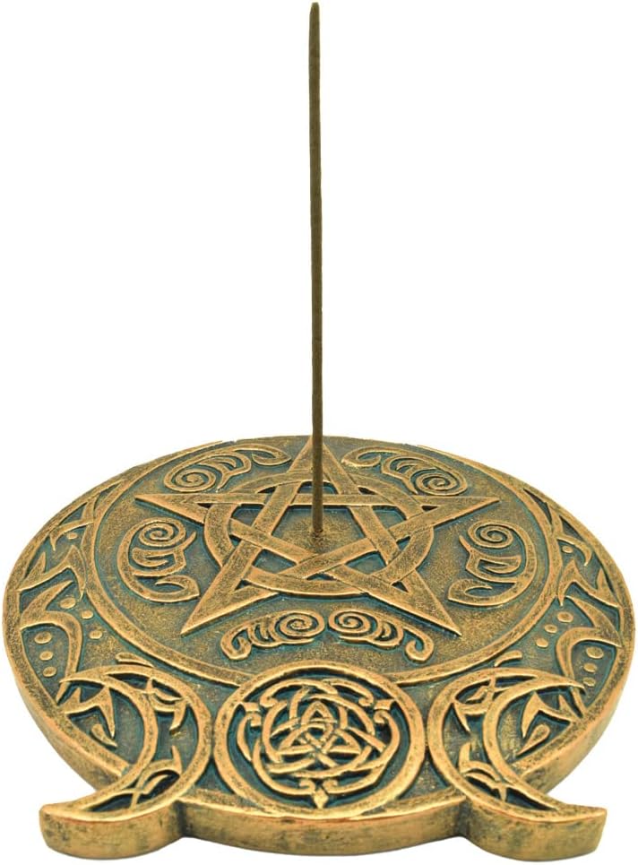 Nemesis Now Triple Moon Symbol Fragrance Incense Burner, Gold (13.7cm)