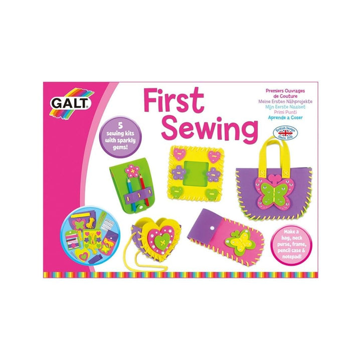 Galt First Sewing Kids Craft Kit - Foam Sewing Set with Pencil Case, Purse & Frame