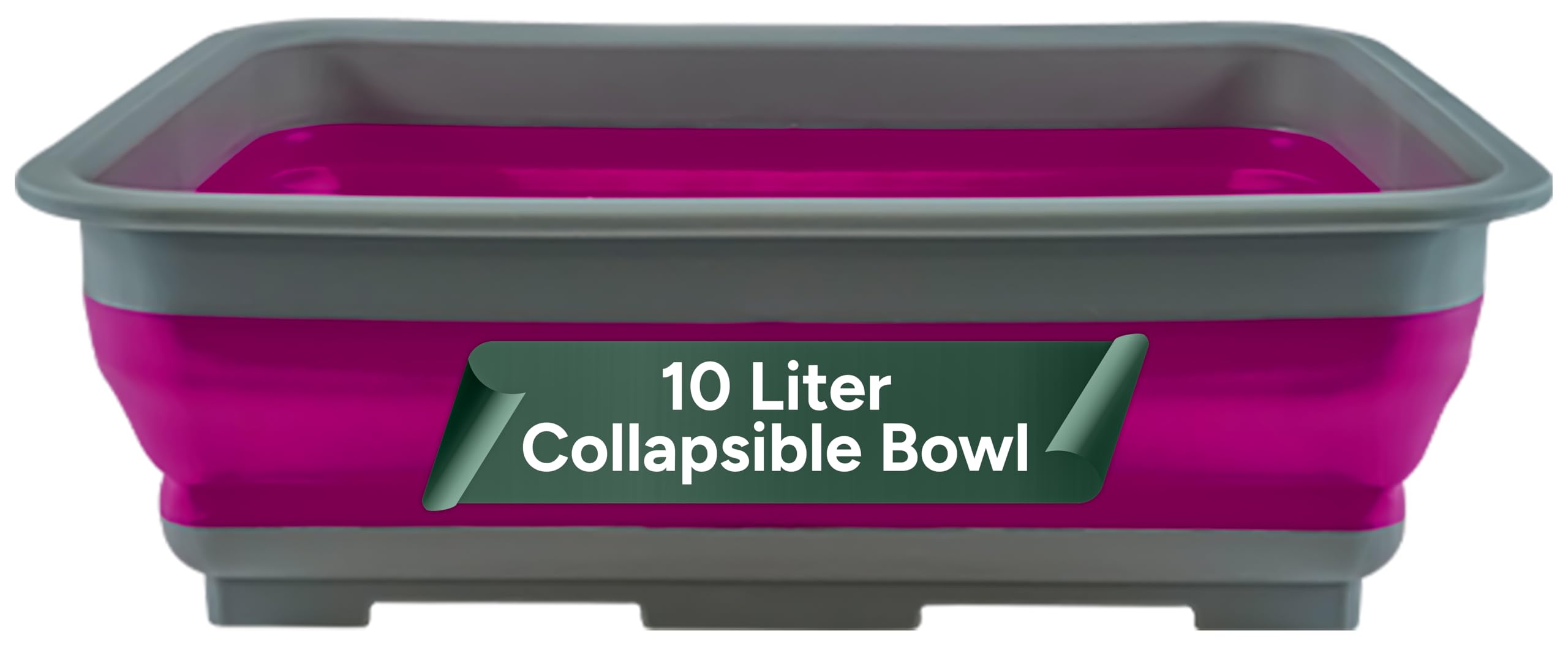 Zuvo Collapsible Washing Up Bowl - 10L Capacity | Folds to 5cm | Purple & Grey 1