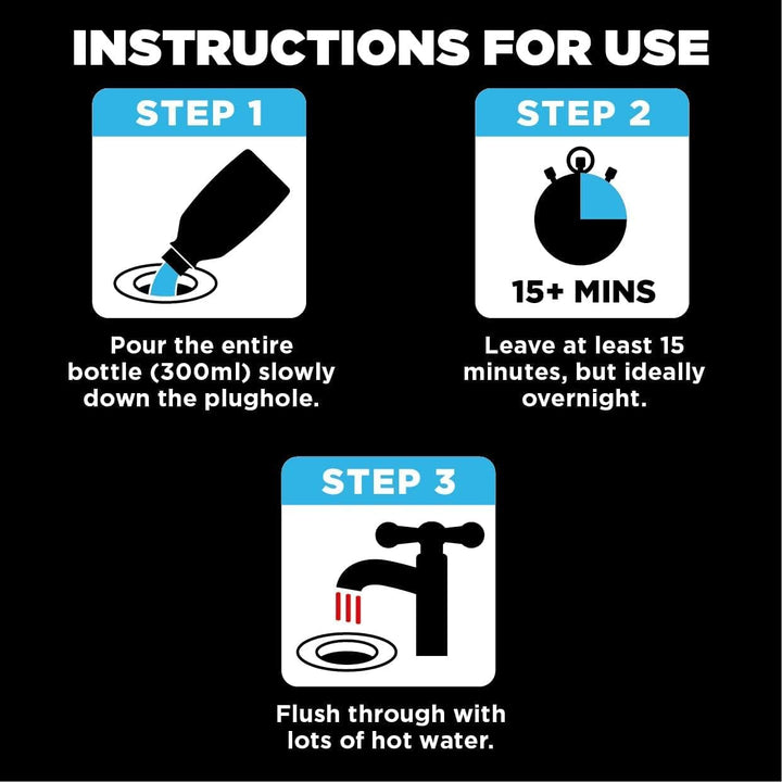 Buster Bathroom Plughole Unblocker - Drain Cleaner for Showers, Baths & Basins (Pack of 6 x 300ml)