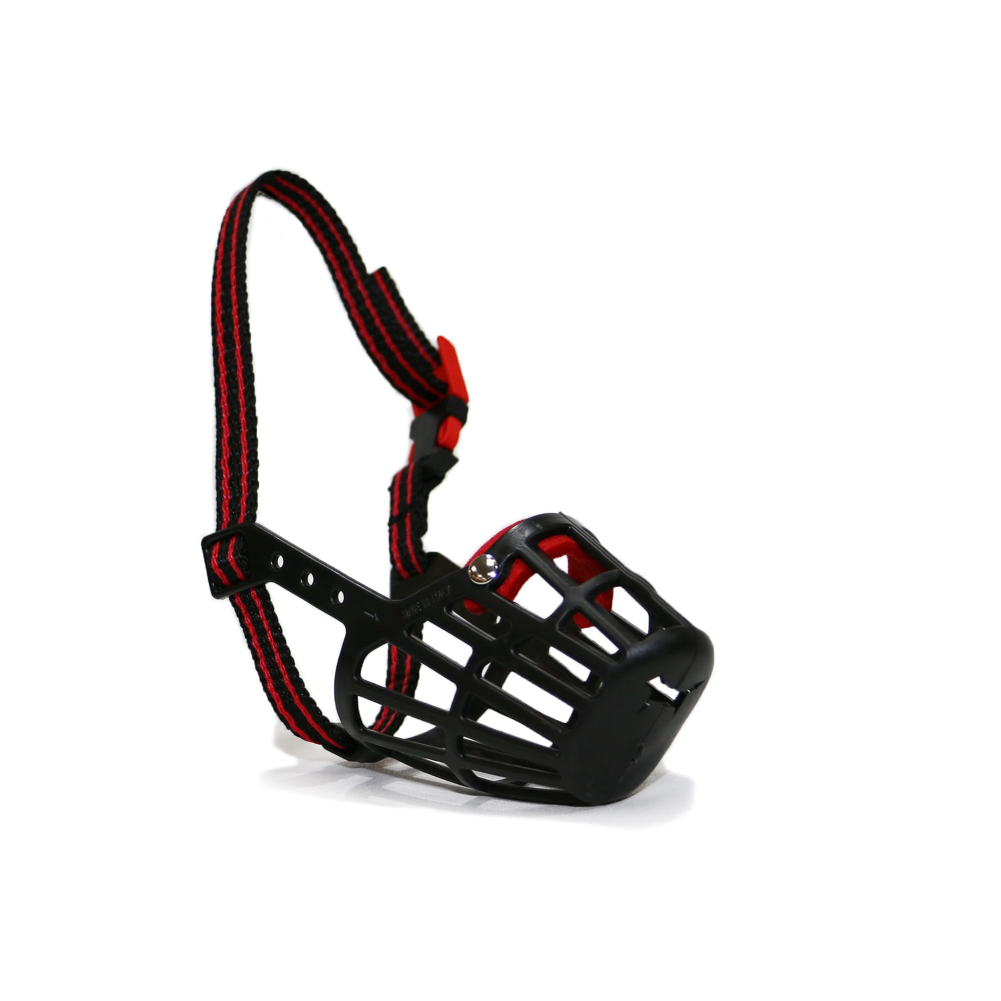 Ancol Plastic Basket Muzzle - Size 3, Black/Red | Secure Biting Control | Comfortable Fit