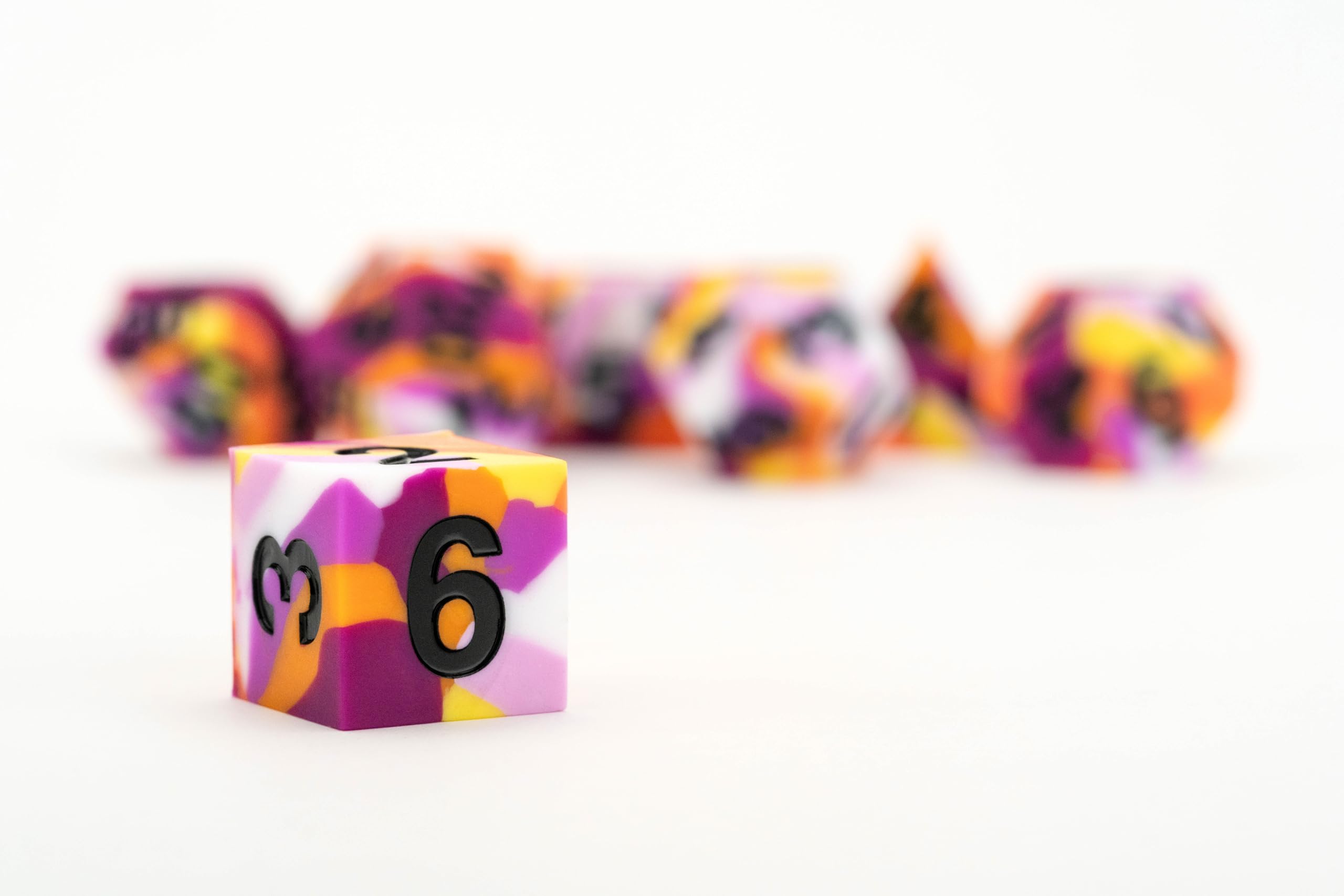 Metallic Dice Games FanRoll Lesbian Pride Sharp Edge Silicone Poly Dice Set | 16mm | 7 Piece 5