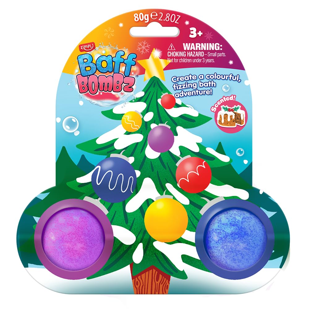 ZIMPLI Kids Baff Bombz Christmas Cake Scented Bath Bomb - Moisturizing, Relaxation | 80g