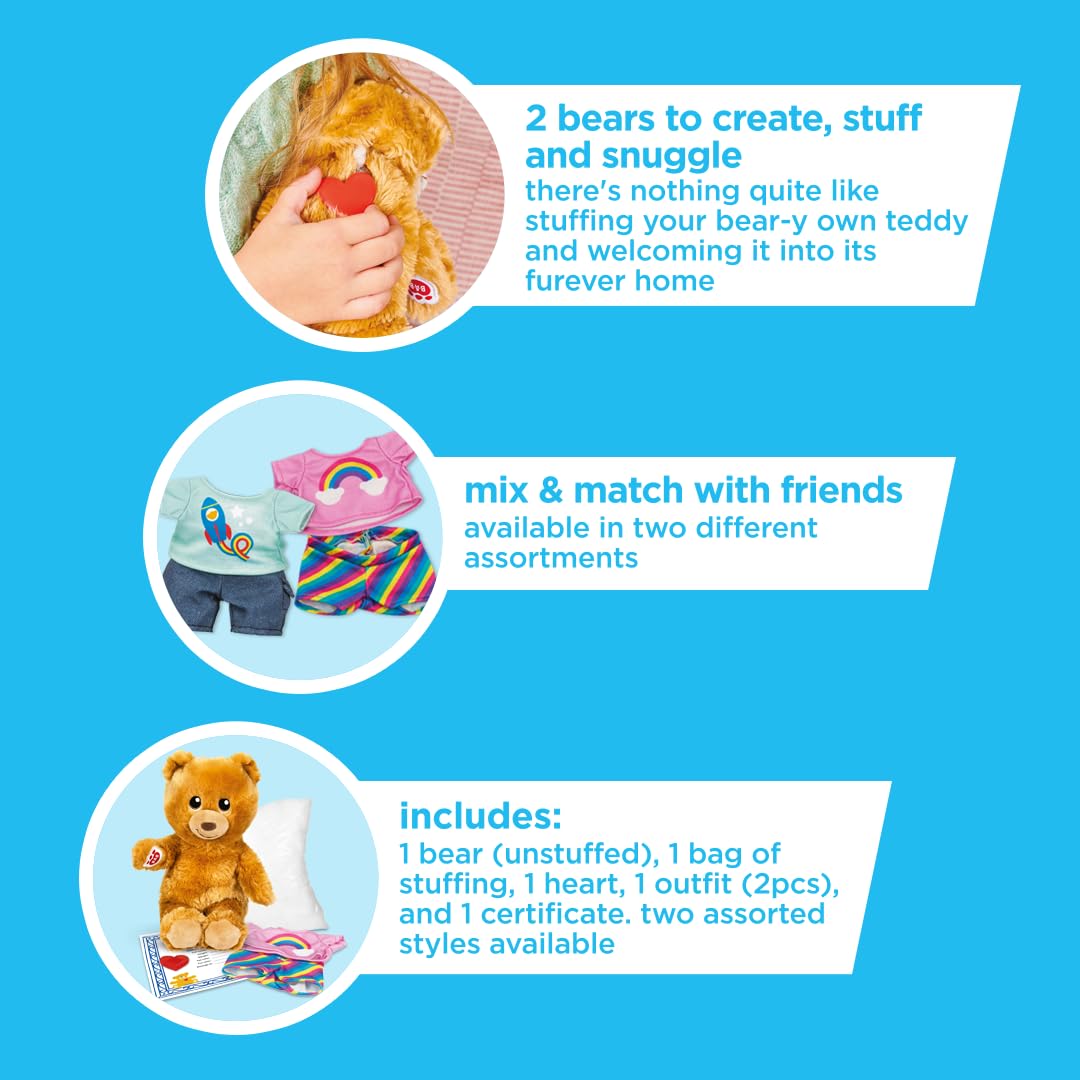 Casdon Build-A-Bear Workshop Furtastic Toy Bear & Outfit Assortment - Rainbow Style 12