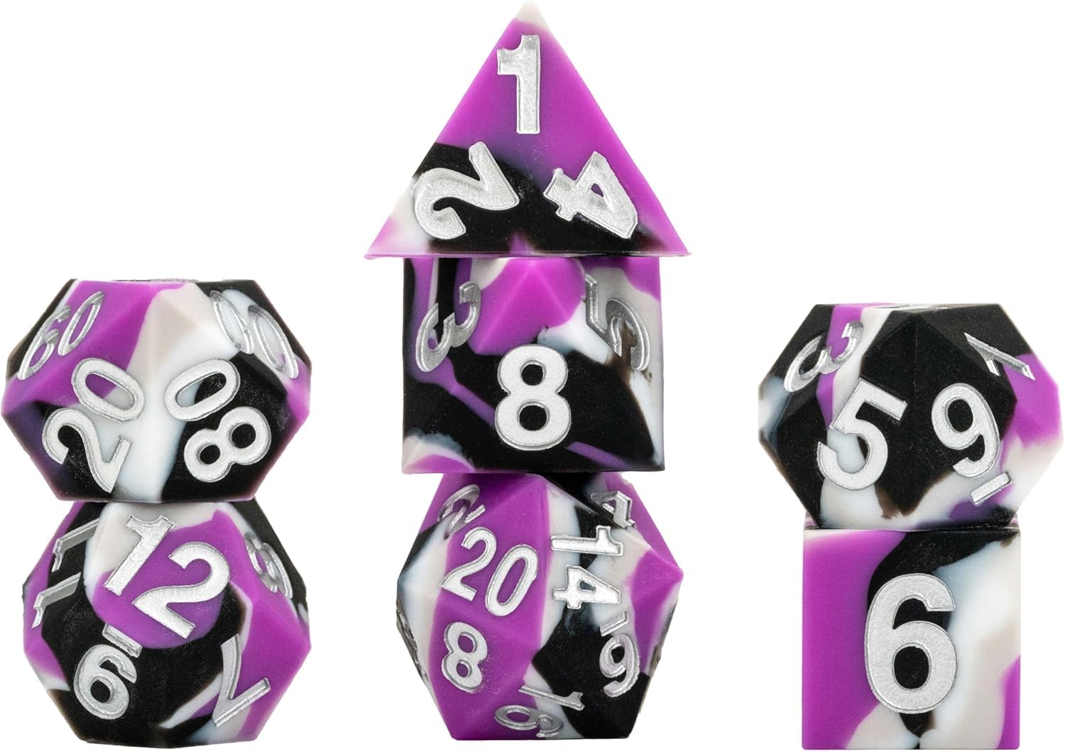 Metallic Dice Games FanRoll 16mm Sharp Edge Silicone Rubber Poly Dice Set | 7 Piece 1