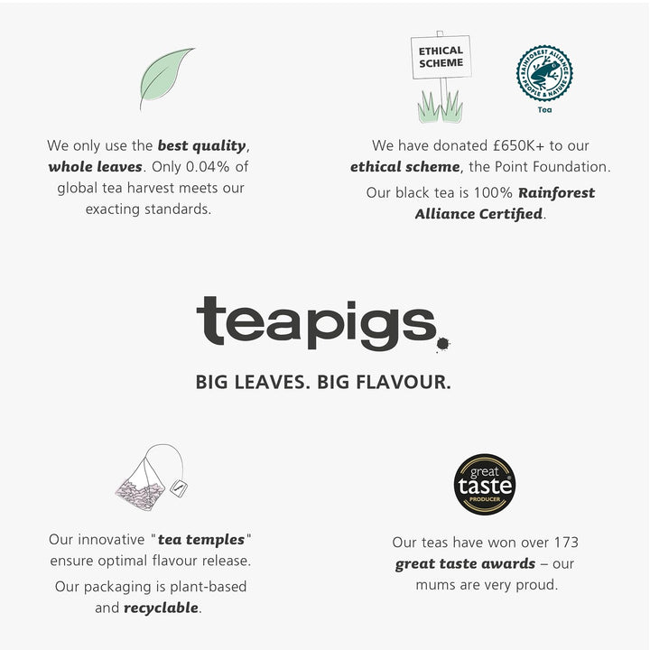 teapigs Lemon Ginger Herbal Tea Bags - 50 Biodegradable Tea Temples, Caffeine-Free with Ginger, Lemongrass & Lemon Peel