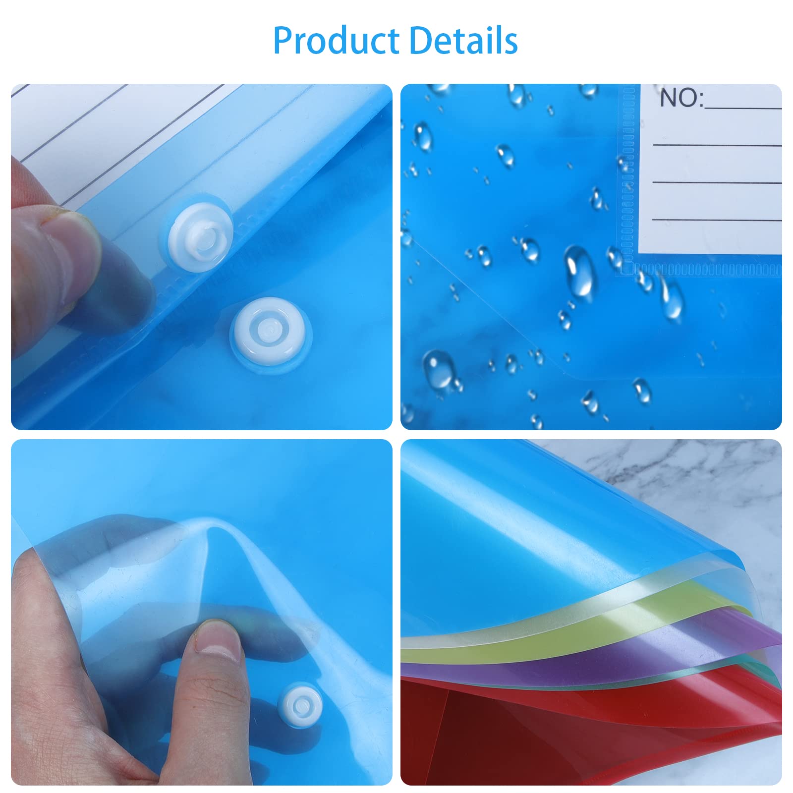 GoodtoU Plastic Wallets A4 - 36 Pack Coloured Document Folders with Popper Closure | 150 Sheet Capacity 6