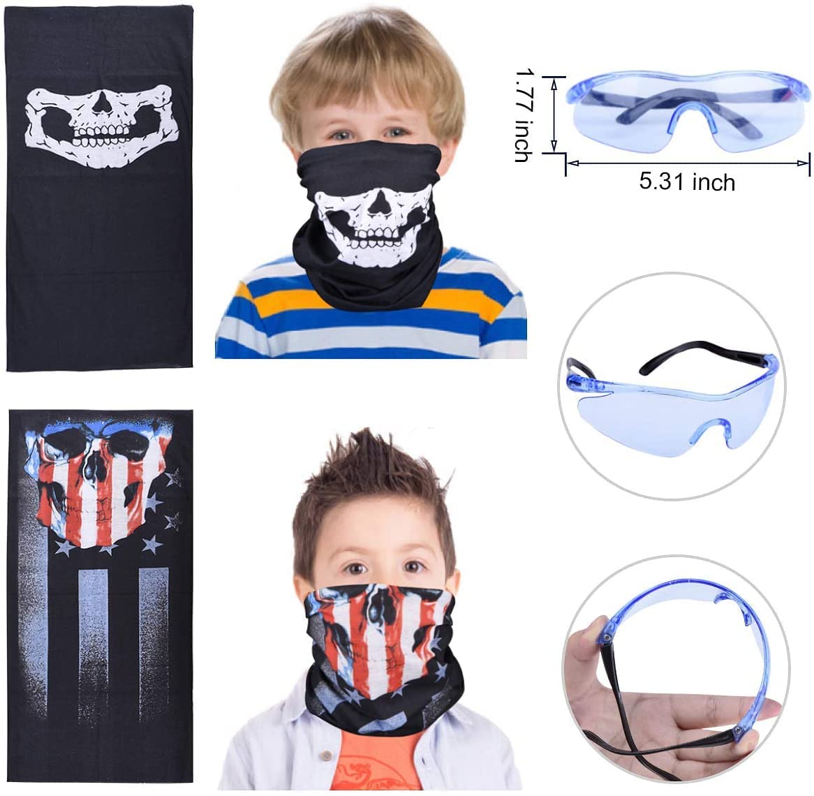 EXTSUD Kids Tactical Vest Set (2 Pack) with 80 Refill Darts, 2 Masks, 2 Glasses, 2 Clips, 2 Wrist Bands 7