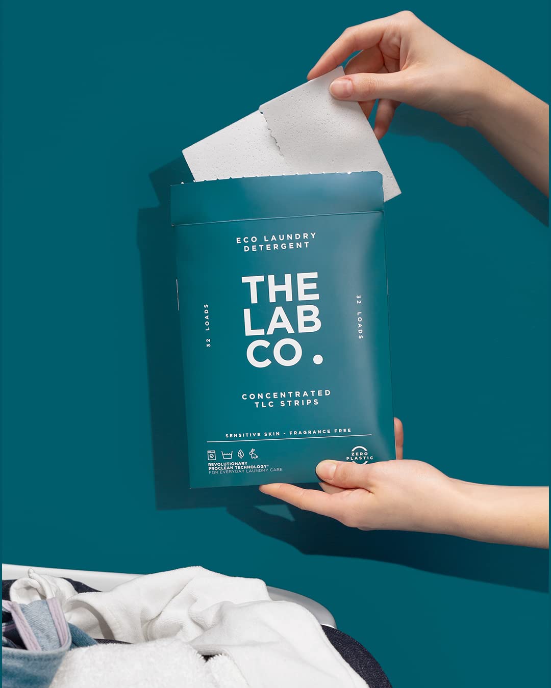 The Lab Co. - Laundry Detergent Strips (32 Loads, Fragrance Free)