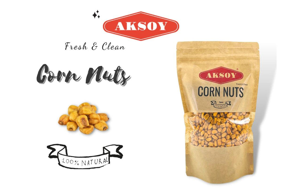 Aksoy Natural Craving Salted and Roasted Corn Nuts 500g - Original Toasted, Resealable Bag