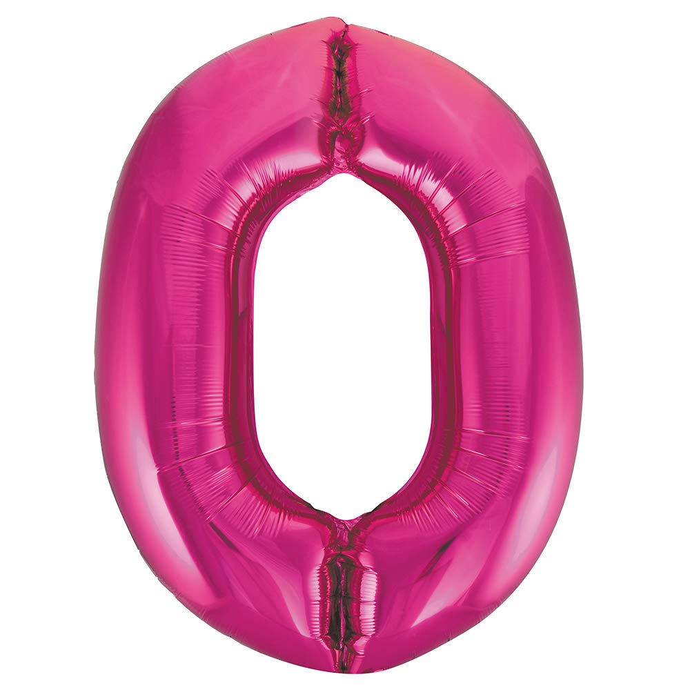 Unique Pink Number 0 Shaped Large Foil Balloon - 34" (86cm)