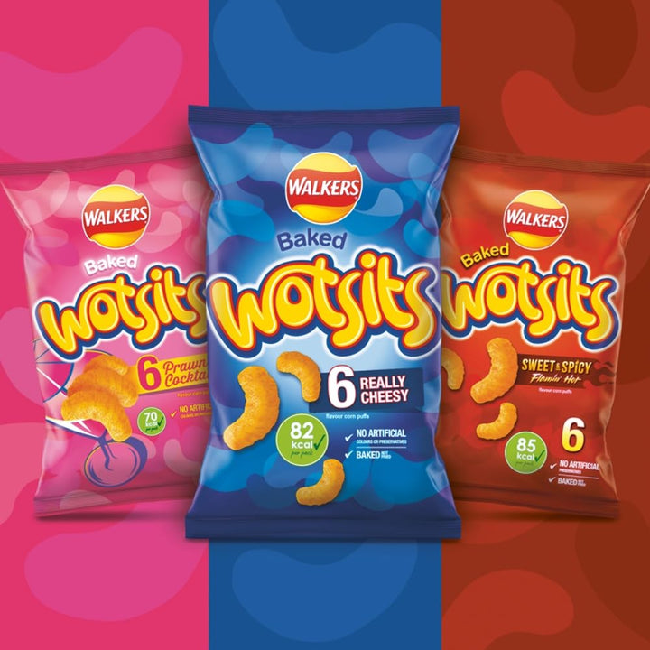 Walkers Wotsits Really Cheesy Baked Snacks Multipack 6x16.5g