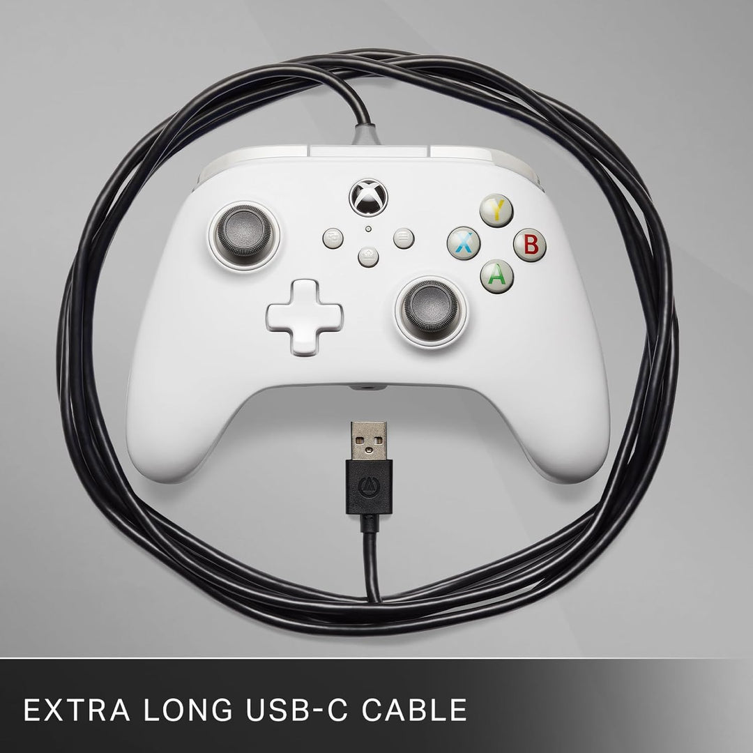 PowerA Wired Controller for Xbox Series X|S, Xbox One, PC - Officially Licensed, Dual Rumble, 10ft Cable, 3.5mm Headset Jack - White