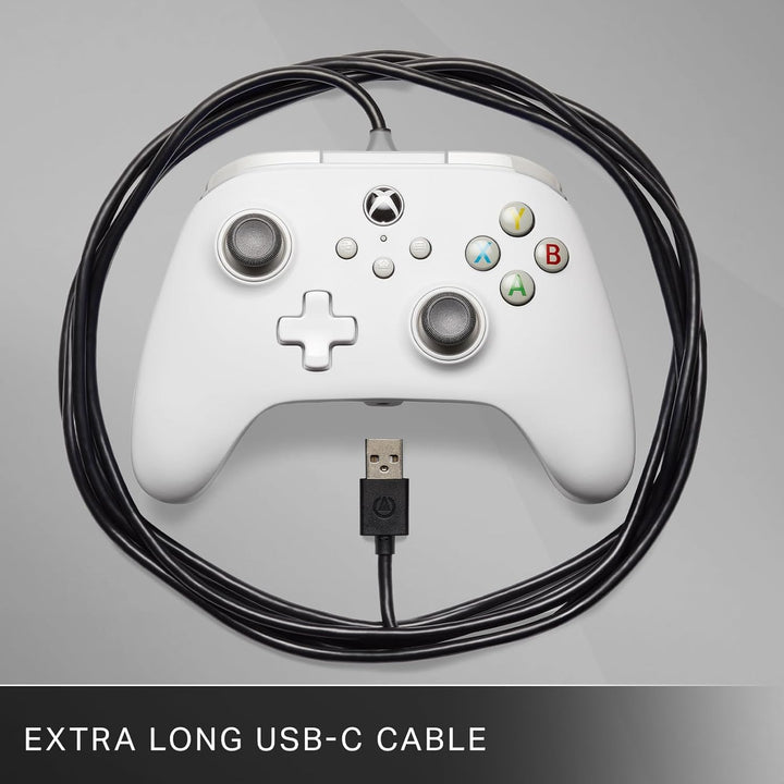 PowerA Wired Controller for Xbox Series X|S, Xbox One, PC - Officially Licensed, Dual Rumble, 10ft Cable, 3.5mm Headset Jack - White