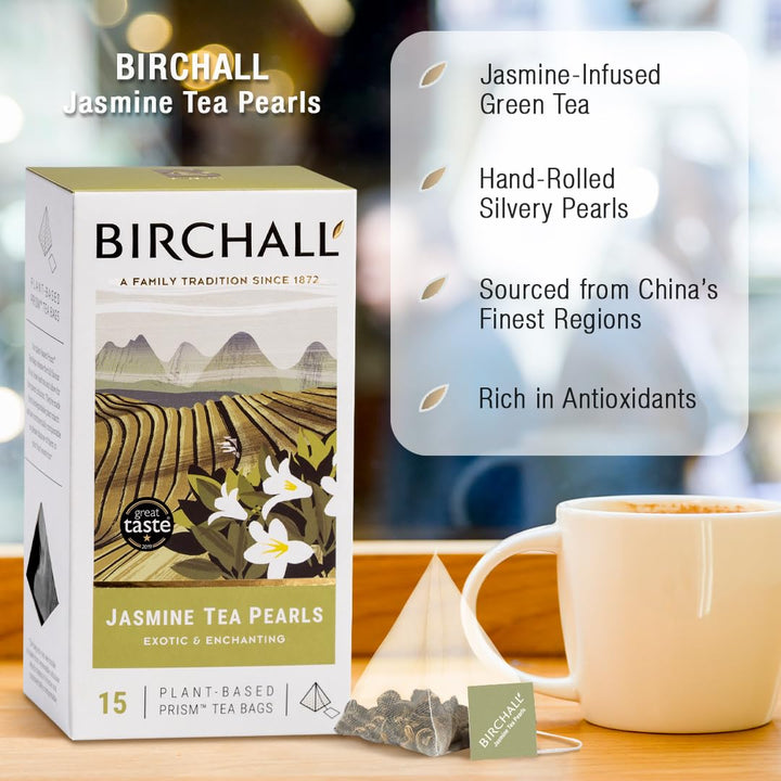 Birchall Jasmine Tea Pearls Gift Set - Green Tea with Jasmine Flowers, 60g