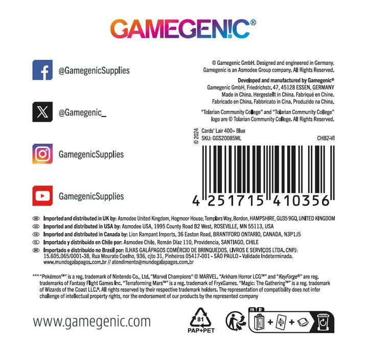 Gamegenic Card's Lair 400+ Card Storage Box (Blue)