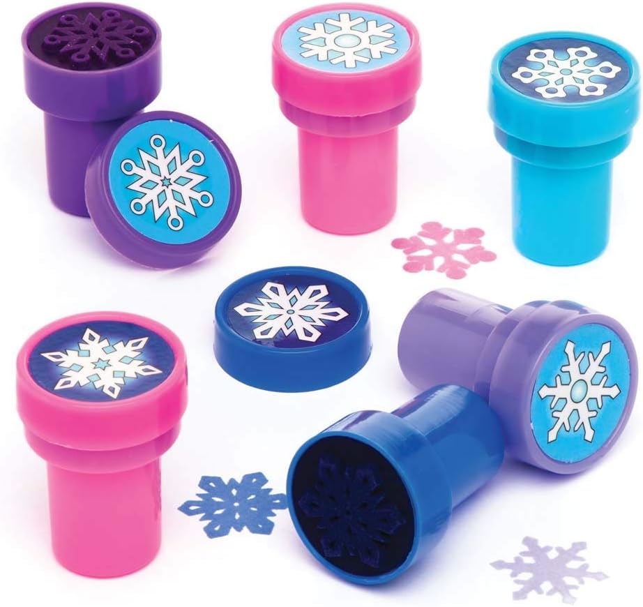 Baker Ross AR771 Self-Inking Snowflake Stamps - Arts & Crafts for Kids