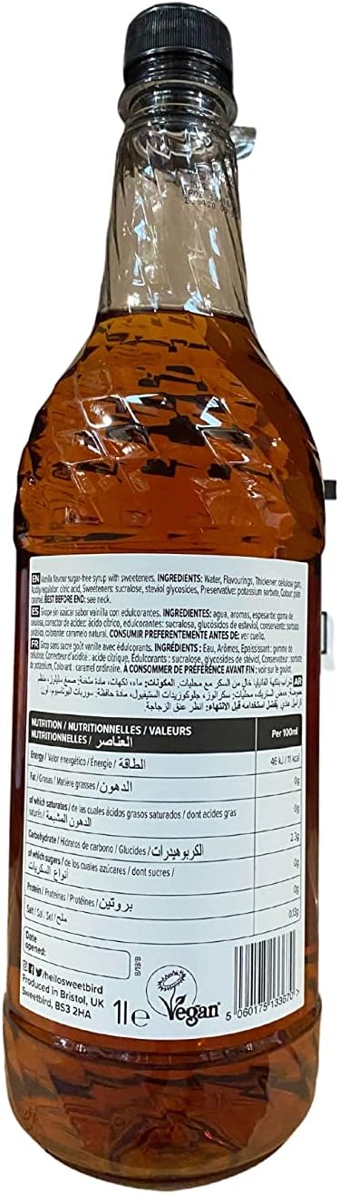 Sweetbird Sugar Free Vanilla Syrup 1 Litre | NSB503 | Vegan Friendly