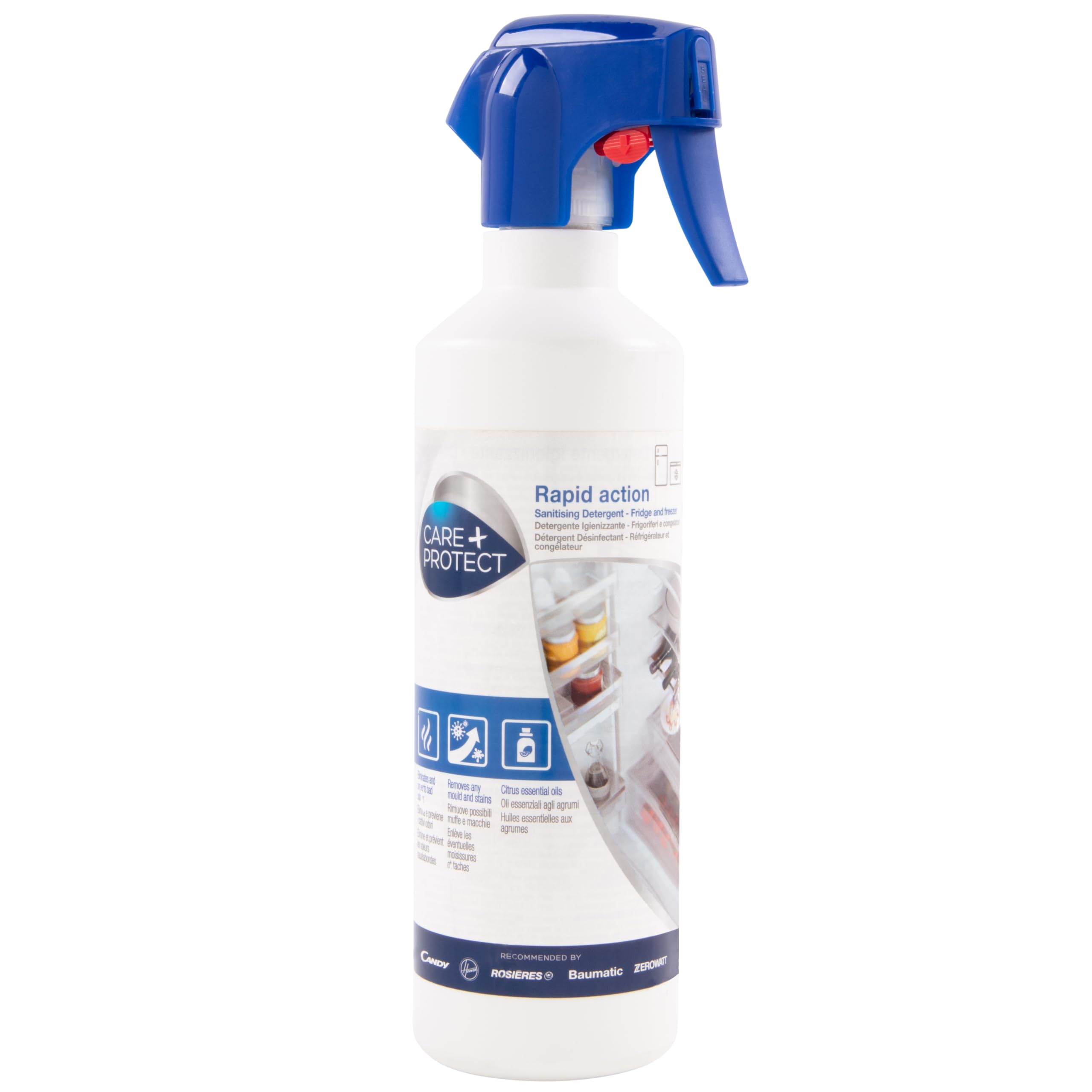 CARE + PROTECT Rapid Action Hygienic Fridge Cleaner - 500 ml Spray, Fresh Scent, Sanitiser 1