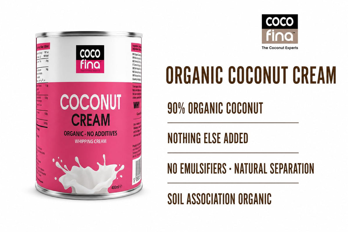 Cocofina Organic Coconut Cream - 400 ml, Pack of 6, Unsweetened