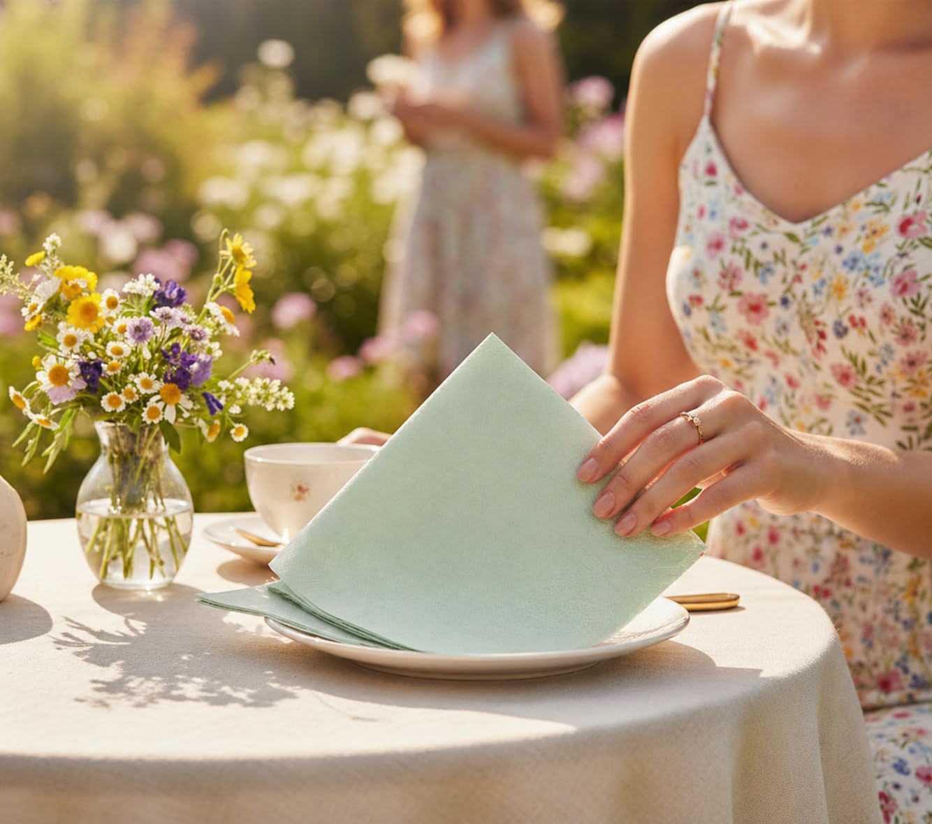 Talking Tables Soft Sage Green Paper Napkins - 100 Count, 2-Ply, 33cm 4