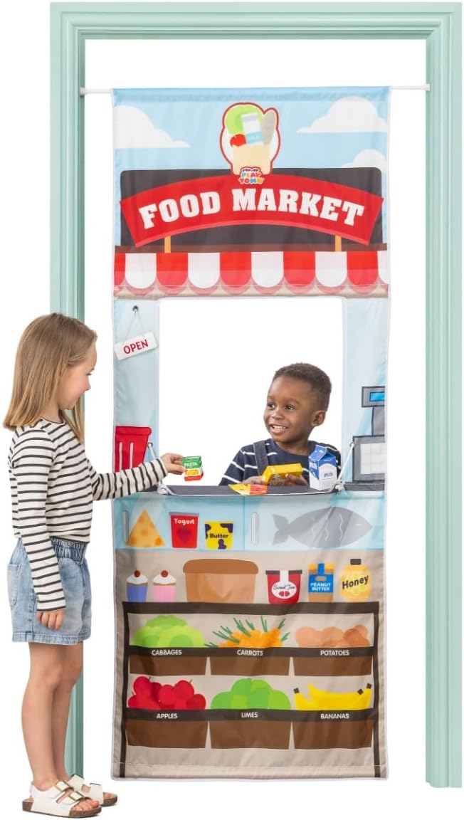 Playhouse Pop Up Play Town Hanging Doorway Food Market Role Play Curtain 1