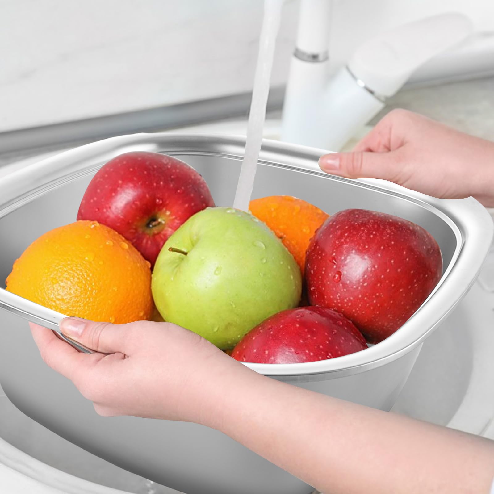 ASelected Stainless Steel Washing Up Bowl - 34x34x13cm Square Basin | Durable 304 Steel 4
