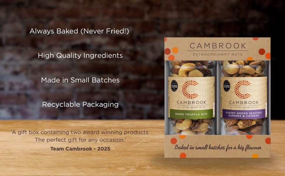 Cambrook 2 Jar Gift Set - Hickory Smoke Almonds & Cashews, Baked Truffle Nuts | 860g Total