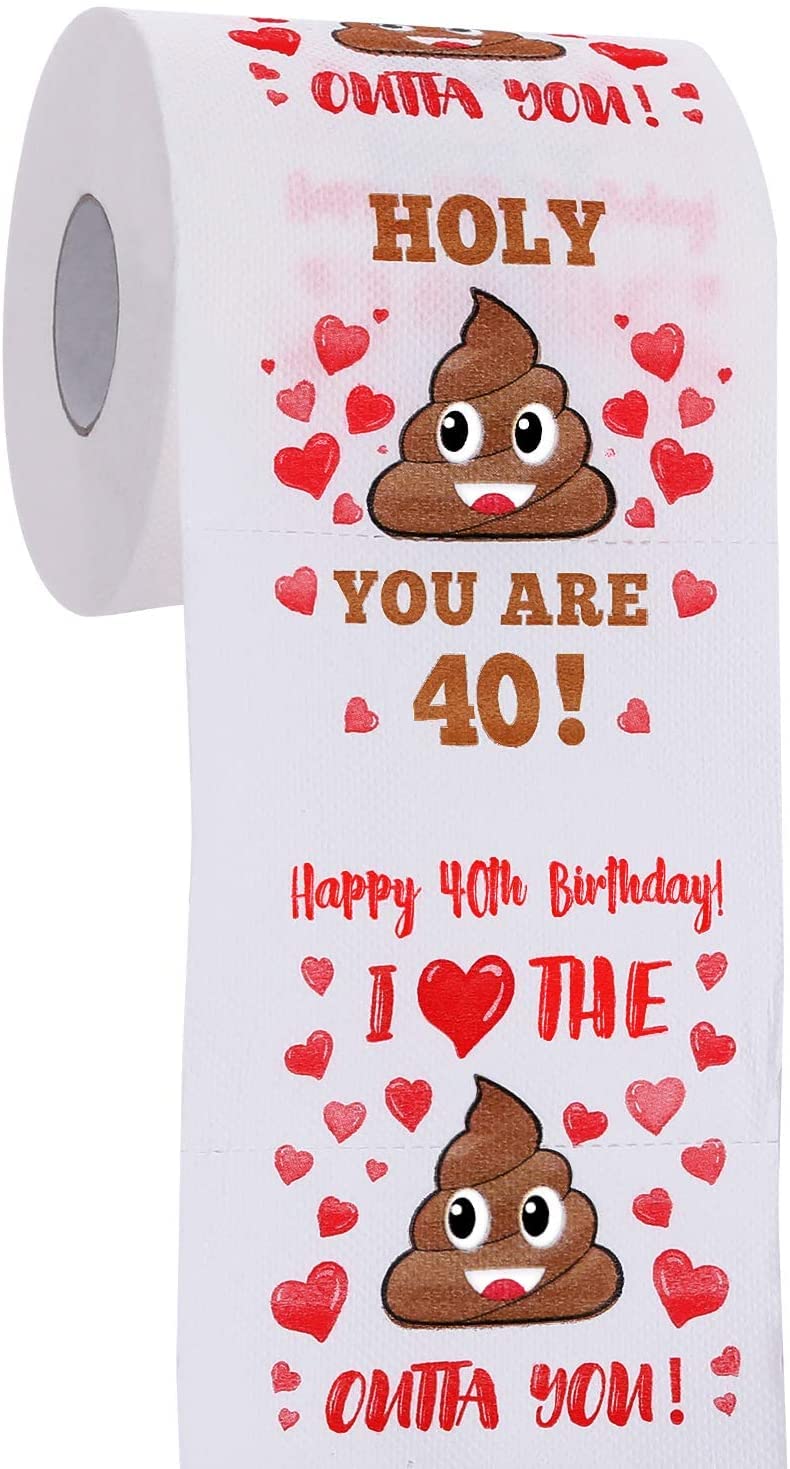AOZITA Funny Prank Toilet Paper for 40th Birthday Gift | 380 Sheets, 3-Ply, Ol-free