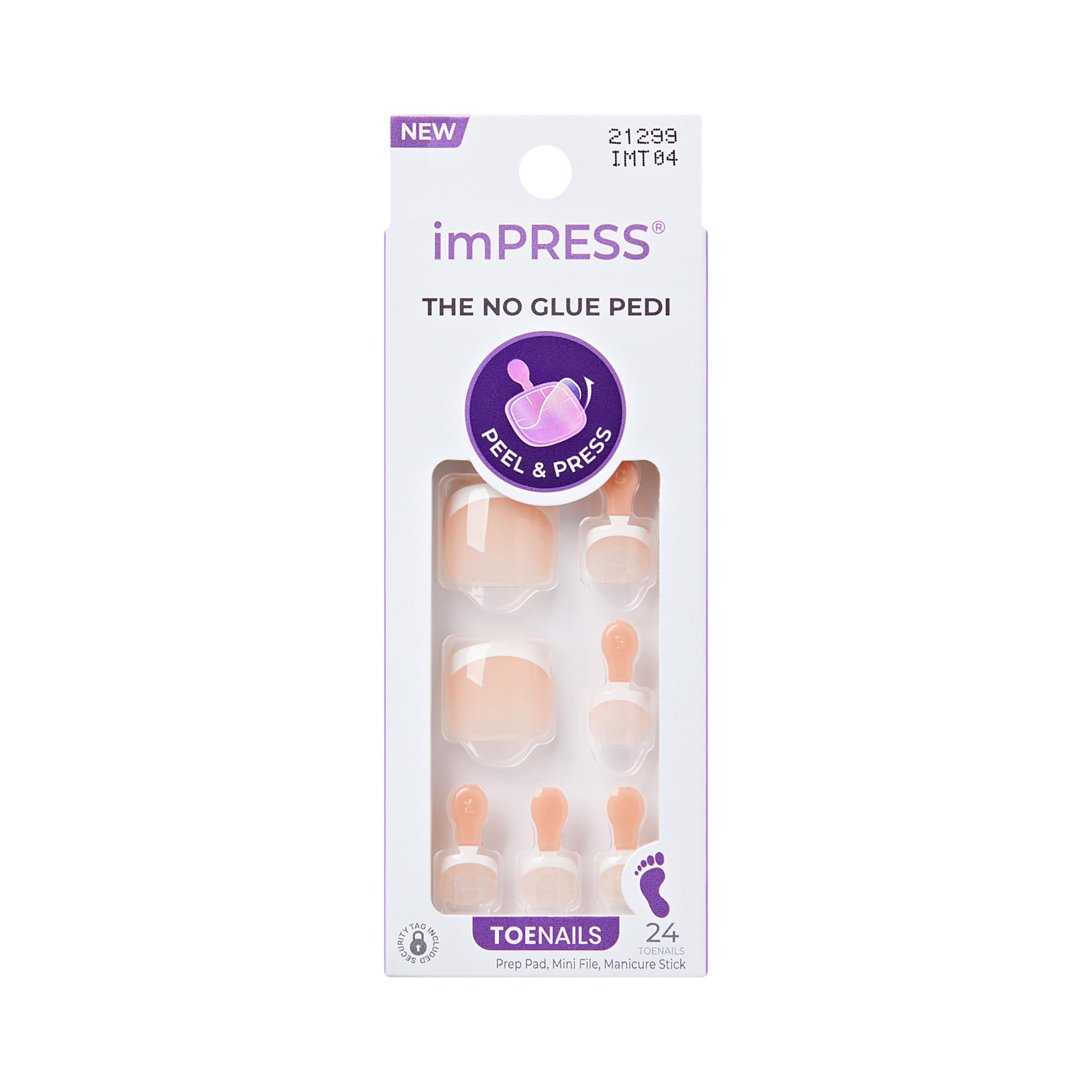 imPRESS Press On Toenails - Blanc Chic White French Short Squoval 24 Count