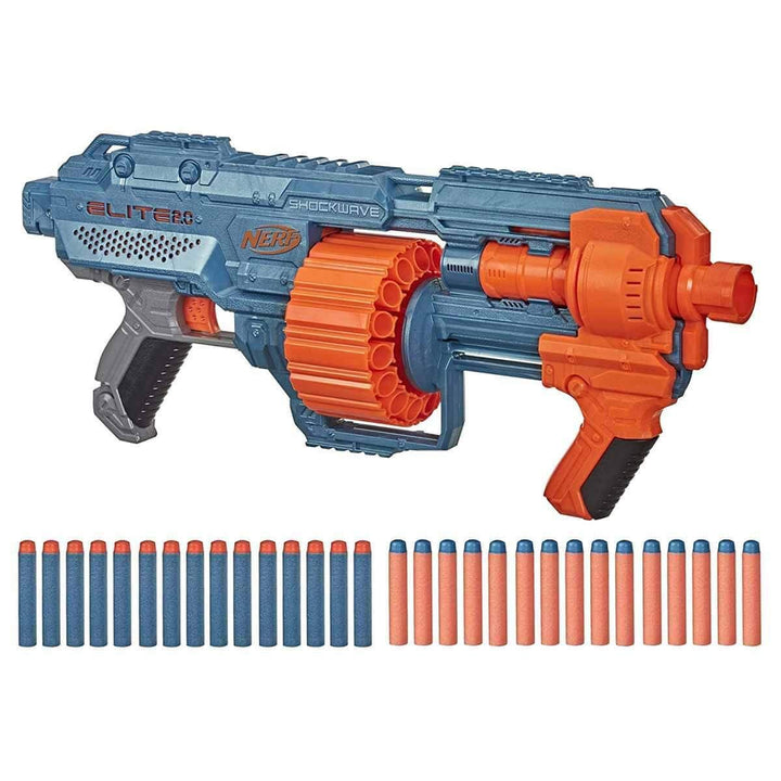 Nerf Elite 2.0 Shockwave RD-15 Blaster - Pump-Action with 15-Dart Drum & Slam-Fire
