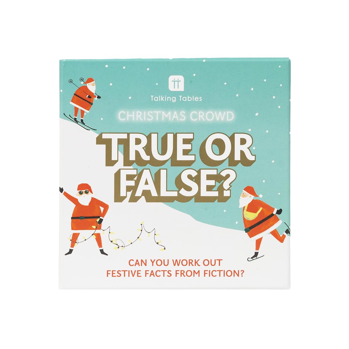 Talking Tables Christmas Festive True or False Quiz Game, Card Game for Adults & Kids, 60 Question Cards