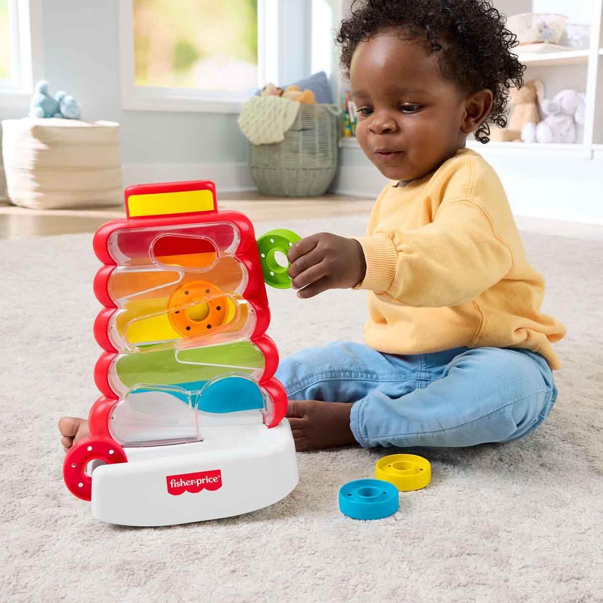 Fisher-Price Drop Through Rock-a-Stack Coin Drop Activity Toy | Ages 9M+ | 5 Rings 2